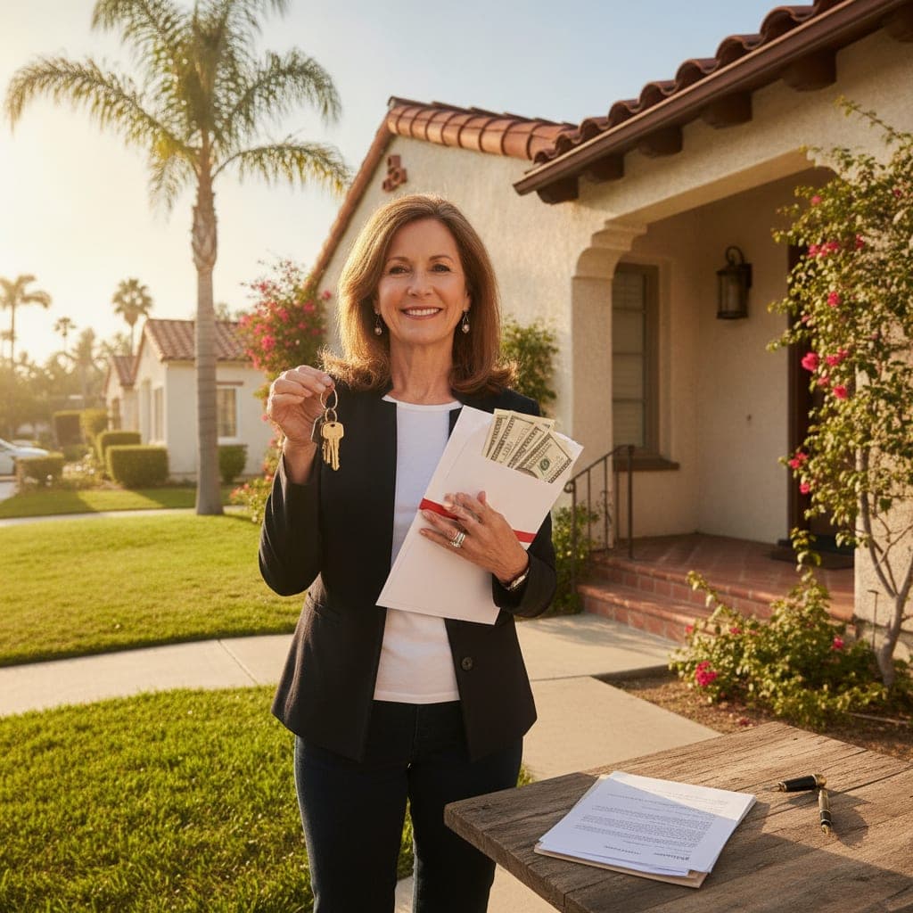 A person signing paperwork to resolve a home title issue