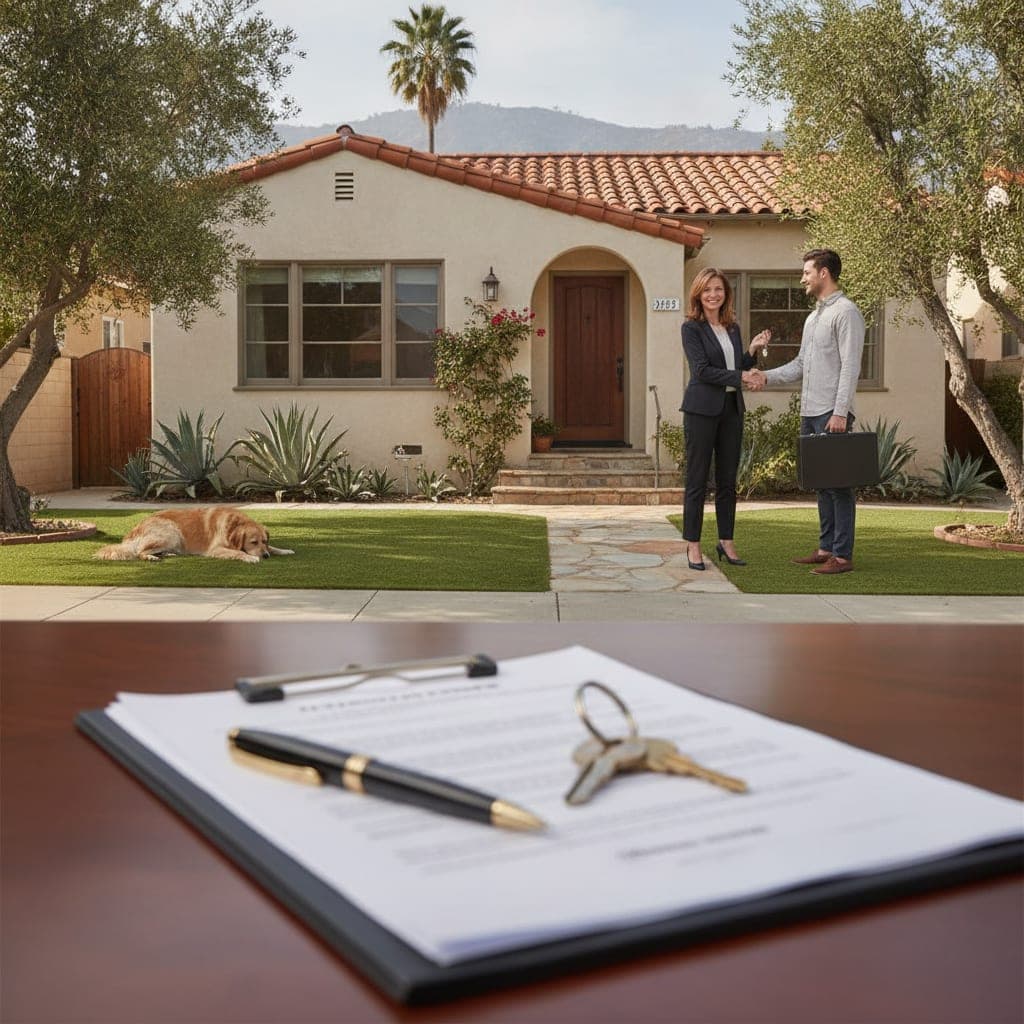 Editorial illustration for Is "We Buy Houses" a Ripoff? A California Seller's Guide